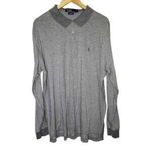 Polo Ralph Lauren Men's Gray and White Striped Pima Cotton Henley Shirt, Size XL